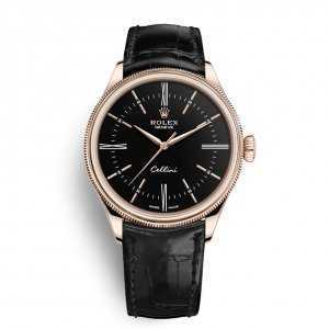 Rolex Cellini Time 39mm Rose Gold Black Dial Watch