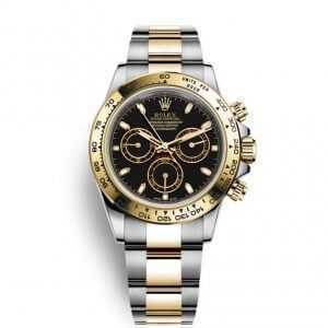 Rolex Cosmograph Daytona Yellow Gold Steel Black Dial Watch