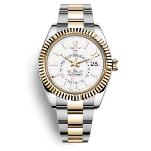 Rolex Sky-Dweller 42mm Yellow Gold Steel White Dial Watch