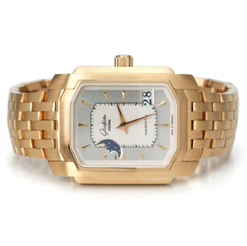 Glashutte Original Senator Karree Panorama Date Rose Gold Silver Dial