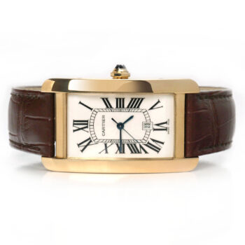 Cartier Tank Americaine Large Yellow Gold Silver Dial